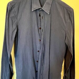 J. Lindeberg Navy Striped Button-Down Shirt